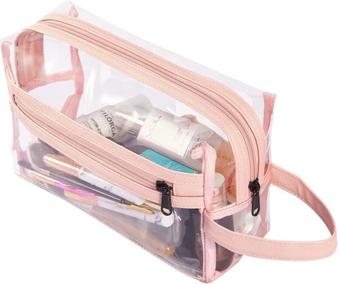 Bolso claro rosado para las mujeres, organizador cosmético Bag del artículo de tocador del maquillaje de la prenda impermeable del viaje para el champú, accesorios de los artículos de tocador