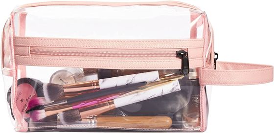 Bolso claro rosado para las mujeres, organizador cosmético Bag del artículo de tocador del maquillaje de la prenda impermeable del viaje para el champú, accesorios de los artículos de tocador