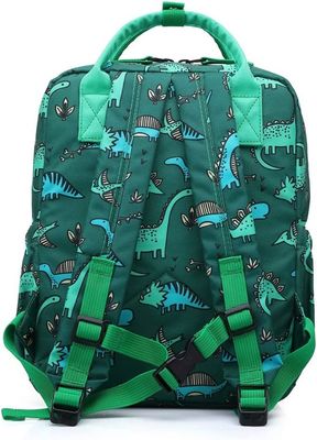 Bolso del viaje del cuarto de niños de la guardería de los niños de Unicorn School Book Bag Boys del dinosaurio de la mochila con la correa del pecho (Di verde