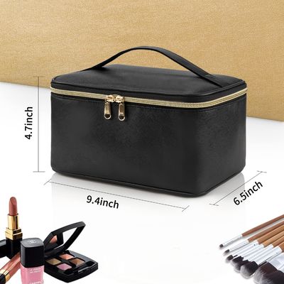 Bolso del maquillaje, bolso cosmético portátil, organizador del caso del maquillaje del viaje de la capacidad grande, bolsos negros del maquillaje para el bolso del artículo de tocador de las mujeres