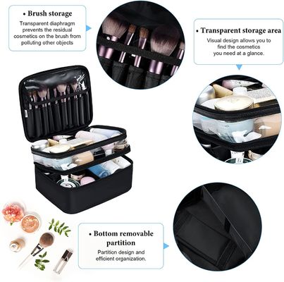 Bolso cosmético del bolso impermeable negro del maquillaje de la capacidad de la cerveza dorada para el viaje