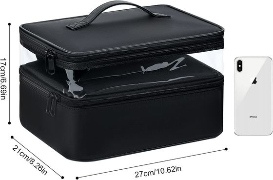 Bolso cosmético del bolso impermeable negro del maquillaje de la capacidad de la cerveza dorada para el viaje