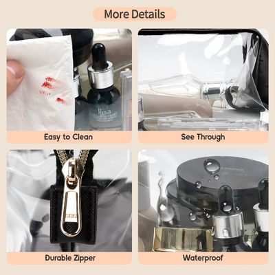 El maquillaje grande transparente del viaje de la prenda impermeable cosmética grande del bolso empaqueta la bolsa con la cremallera, bolso claro del artículo de tocador para las mujeres