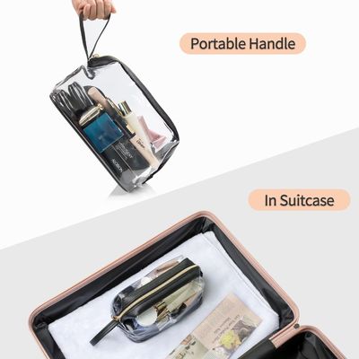 El maquillaje grande transparente del viaje de la prenda impermeable cosmética grande del bolso empaqueta la bolsa con la cremallera, bolso claro del artículo de tocador para las mujeres