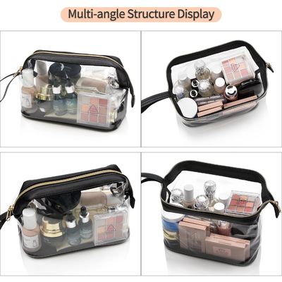 El maquillaje grande transparente del viaje de la prenda impermeable cosmética grande del bolso empaqueta la bolsa con la cremallera, bolso claro del artículo de tocador para las mujeres