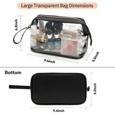 El maquillaje grande transparente del viaje de la prenda impermeable cosmética grande del bolso empaqueta la bolsa con la cremallera, bolso claro del artículo de tocador para las mujeres