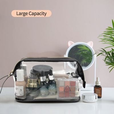 El maquillaje grande transparente del viaje de la prenda impermeable cosmética grande del bolso empaqueta la bolsa con la cremallera, bolso claro del artículo de tocador para las mujeres