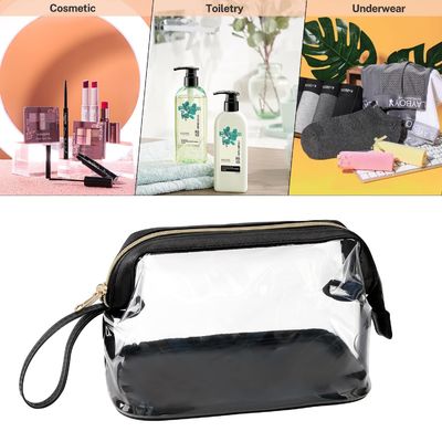 El maquillaje grande transparente del viaje de la prenda impermeable cosmética grande del bolso empaqueta la bolsa con la cremallera, bolso claro del artículo de tocador para las mujeres