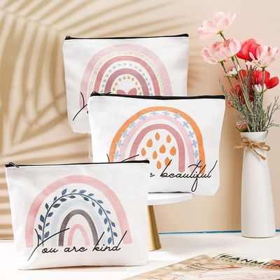 Bolso cosmético del arco iris bolsos cosméticos de la lona inspirada de las citas de 4 pedazos
