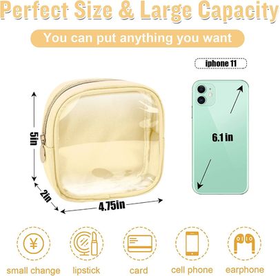 Monedero cosmético de muy buen gusto de la bolsa del peso ligero y de la cremallera del pequeño bolso lindo impermeable del maquillaje, transparente