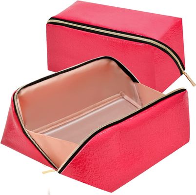 La prenda impermeable lisa grande del bolso del maquillaje del artículo de tocador se abre completamente para de fácil acceso