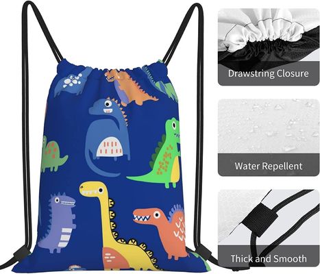 Bolsos de lazo de la mochila del lazo para los dinosaurios impermeables a granel de los bolsos de secuencia de la danza del gimnasio de las adolescencias de los muchachos de las muchachas de los niños