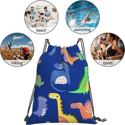 Bolsos de lazo de la mochila del lazo para los dinosaurios impermeables a granel de los bolsos de secuencia de la danza del gimnasio de las adolescencias de los muchachos de las muchachas de los niños