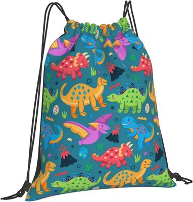 Los bolsos de lazo de la mochila del lazo para la secuencia de la danza del gimnasio de las adolescencias de los muchachos de las muchachas de los niños empaquetan el dinosaurio impermeable a granel