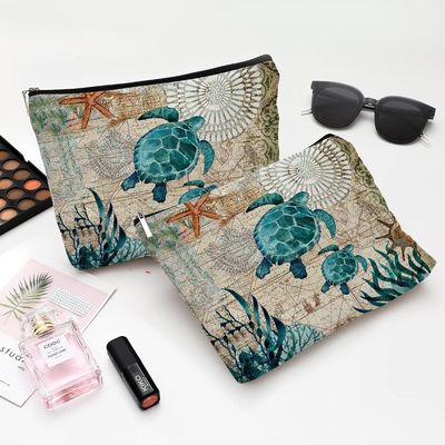 Idea cosmética de los regalos del amigo de la bolsa de la cremallera del bolso de mar de la tortuga del maquillaje del viaje ligero impermeable suave liso del bolso para las mujeres