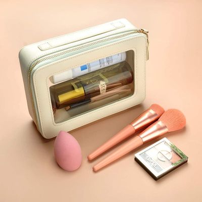 Organizador cosmético impermeable de la capacidad de alta calidad de la cerveza dorada con el gancho de la ejecución para los bolsos que viajan
