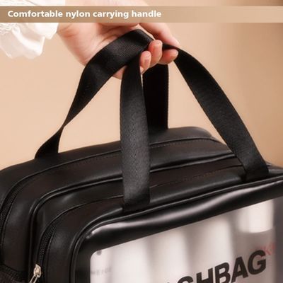 Bolso del artículo de tocador del viaje para las mujeres y los hombres, Matte Translucent Toiletry Bag con la manija práctica, organizador cosmético Bag del maquillaje