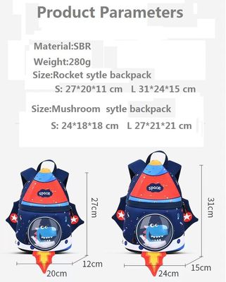 Los niños de Rocket Shape SBR hacen excursionismo el bolso 31 * 24 * 15 cm de la educación del neopreno 3D