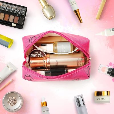 Organizador cosmético Cute Portable  del maquillaje de la PU de la prenda impermeable de muy buen gusto de cuero del bolso