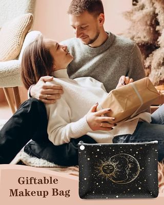 Bolso cosmético del bolso impermeable del maquillaje para el pequeño bolso del maquillaje de las mujeres para el monedero, Sun y la bolsa del maquillaje de los regalos de la luna