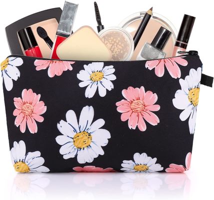 El organizador lindo Pouches del viaje del bolso del maquillaje de las mujeres con prenda impermeable del girasol de la cremallera imprimió el bolso amplio del artículo de tocador