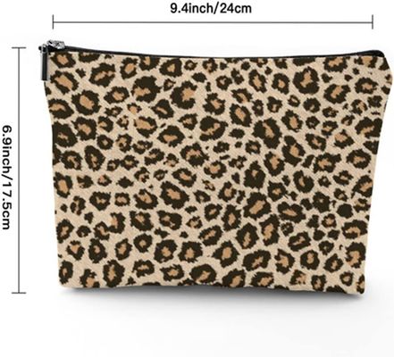 Bolsa cosmética del bolso de los artículos de tocador de la capacidad grande de la bolsa de la cremallera del bolso del maquillaje del estampado leopardo