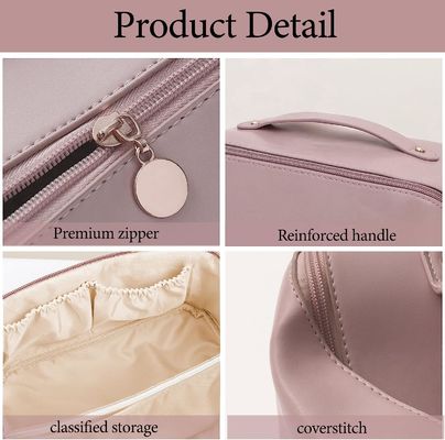 Bolso multifuncional impermeable de cuero del maquillaje con la manija y el divisor para las mujeres