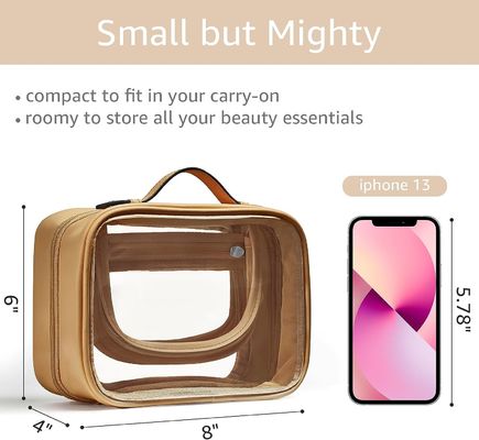 Prenda impermeable ligera bolso claro del maquillaje del bolso del artículo de tocador del viaje de 2 capas con la cremallera
