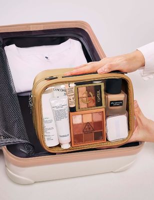 Prenda impermeable ligera bolso claro del maquillaje del bolso del artículo de tocador del viaje de 2 capas con la cremallera