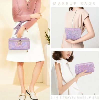 Bolsa de cosméticos suave de cuero PU bolsa impermeable bolsa de viaje de maquillaje portátil