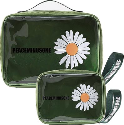 Bolsa de maquillaje de viaje impermeable de PVC cosmético transparente Margarita verde para mujeres y hombres