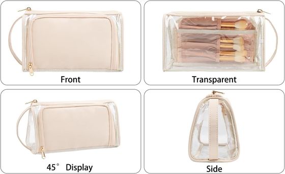 Neceser transparente para cosméticos, bolsa con cremallera para maquillaje de viaje, bolsa con asa