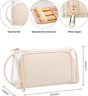 Neceser transparente para cosméticos, bolsa con cremallera para maquillaje de viaje, bolsa con asa