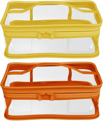 Bolso cosmético ligero de PVC a prueba de golpes con asa