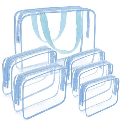 Bolsas de maquillaje cosmético transparente con puño de cremallera
