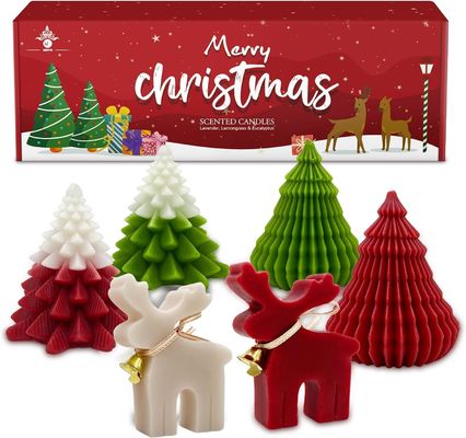 Velas perfumadas de Navidad Set de regalos Alce y árbol de Navidad en forma de cera de soja hecha a mano Xnavidad Aromaterapia vela