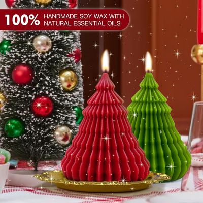 Velas perfumadas de Navidad Set de regalos Alce y árbol de Navidad en forma de cera de soja hecha a mano Xnavidad Aromaterapia vela
