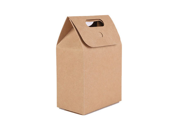 El regalo de papel de Brown Kraft de la Navidad empaqueta la bolsa de papel de cuadrado del almuerzo con las manijas